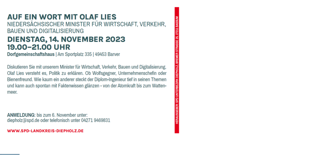 Einladung Auf ein Wort mit Olaf Lies 2